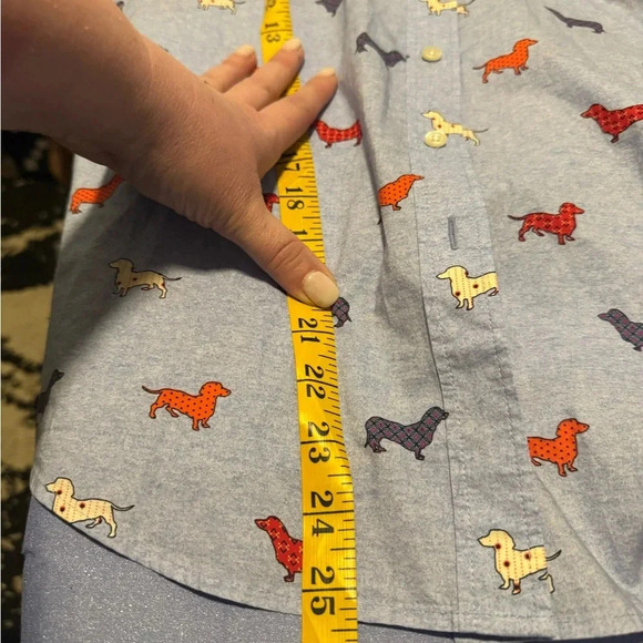 Talbots Blue Dog Silhouette Button Down Top - Picture 4 of 5
